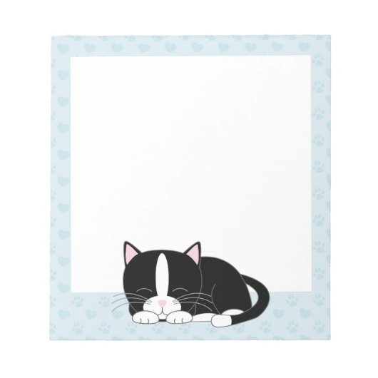 Sleepy Tuxedo Cat {blau} Notizblock (Vorderseite)