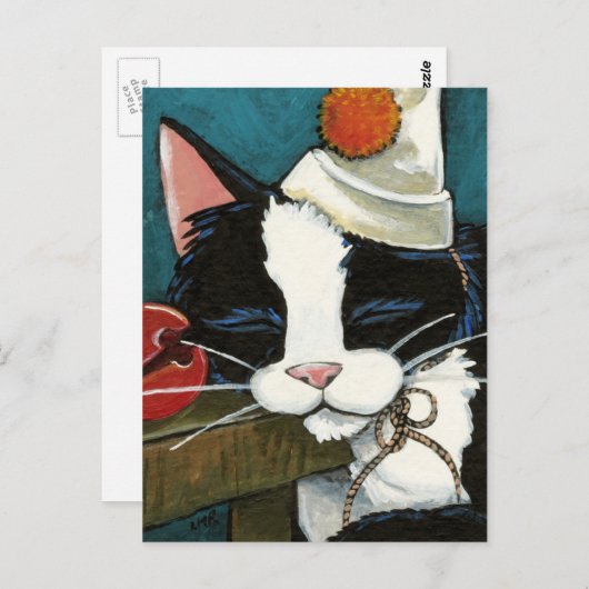 Sleepy Tuxedo Cat Clown Postkarte (Vorne/Hinten)