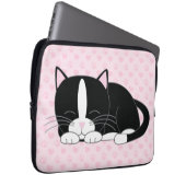 Sleepy Tuxedo Katze {pink} Laptopschutzhülle (Vorne Rechts)