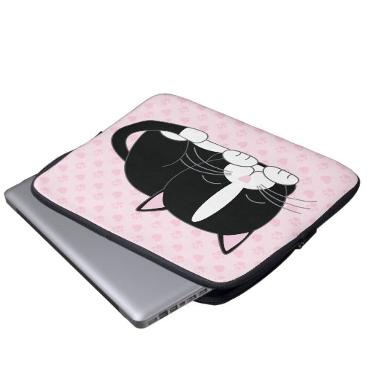 Sleepy Tuxedo Katze {pink} Laptopschutzhülle (Vorne Knopf)