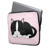 Sleepy Tuxedo Katze {pink} Laptopschutzhülle (Vorderseite Links)