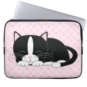 Sleepy Tuxedo Katze {pink} Laptopschutzhülle (Vorderseite)
