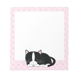 Sleepy Tuxedo Katze {pink} Notizblock