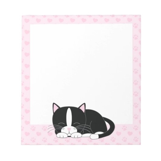 Sleepy Tuxedo Katze {pink} Notizblock (Vorderseite)
