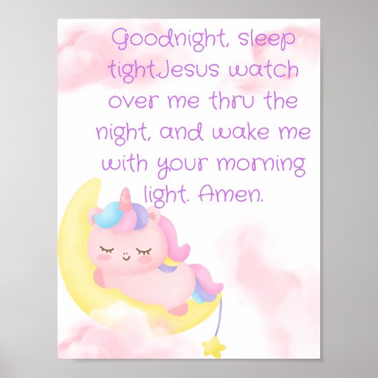 Sleepy unicorn Gebet Poster (Vorne)