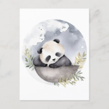 Sleepy Watercolor Baby Panda Bear