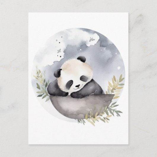 Sleepy Watercolor Baby Panda Bear Postkarte (Vorderseite)