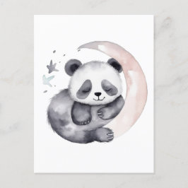 Sleepy Watercolor Moon Baby Panda Bear Postkarte