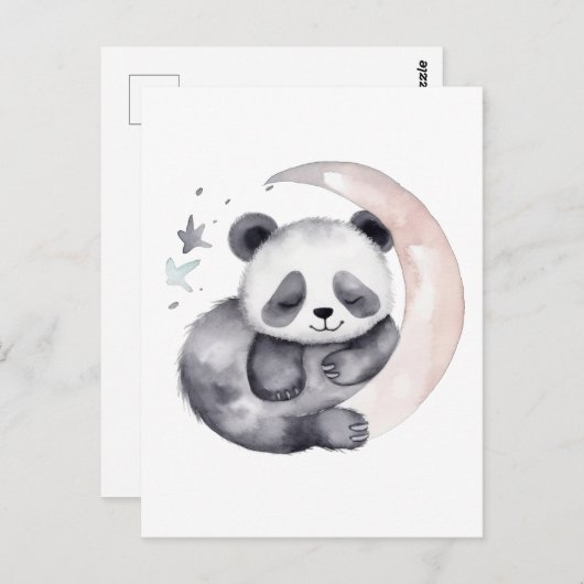 Sleepy Watercolor Moon Baby Panda Bear Postkarte (Vorne/Hinten)