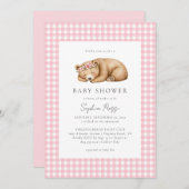 Sleepy Watercolor Woodland Bear Baby Dusche Einladung (Vorne/Hinten)