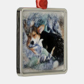 Sleepy Welsh Corgi Puyppy Ornament Aus Metall (Rechts)