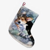 Sleepy Welsh Corgi Welpe Großer Weihnachtsstrumpf (Vorderansicht (hängend))