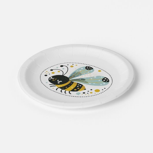 Sleepy Whimsical Bee Pappteller (Schrägansicht)