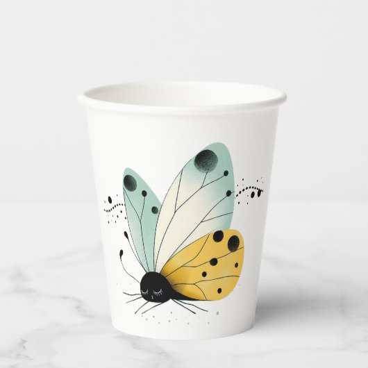 Sleepy Whimsical Butterfly Pappbecher (Vorderseite)