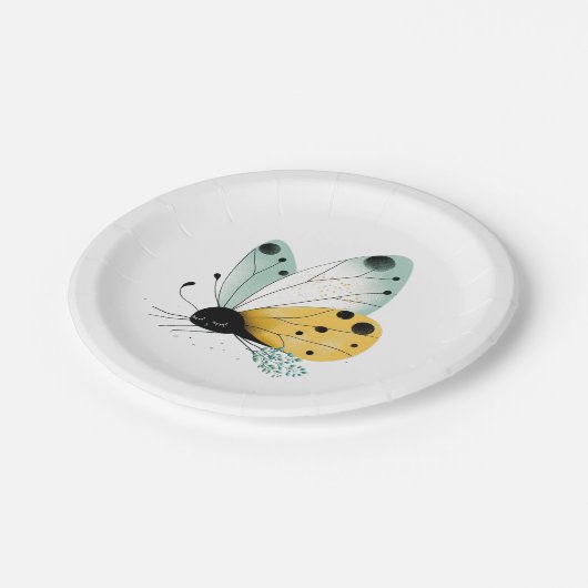 Sleepy Whimsical Butterfly Pappteller (Schrägansicht)
