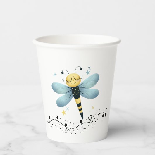 Sleepy Whimsical Dragonfly Paper Cup Pappbecher (Vorderseite)