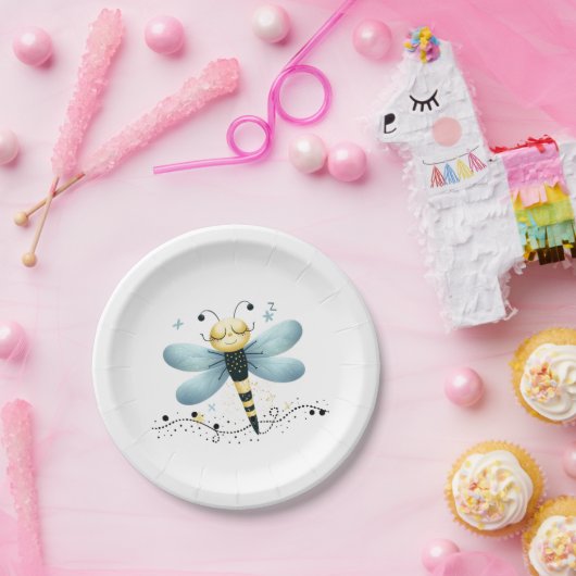 Sleepy Whimsical Dragonfly Pappteller (Party)