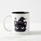 Sleepy Witch Cat Head | Halloween Mug Two-Sided Co Zweifarbige Tasse (Links)
