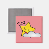 Sleepy Yellow Star Magnet (Vorderseite/Rückseite)