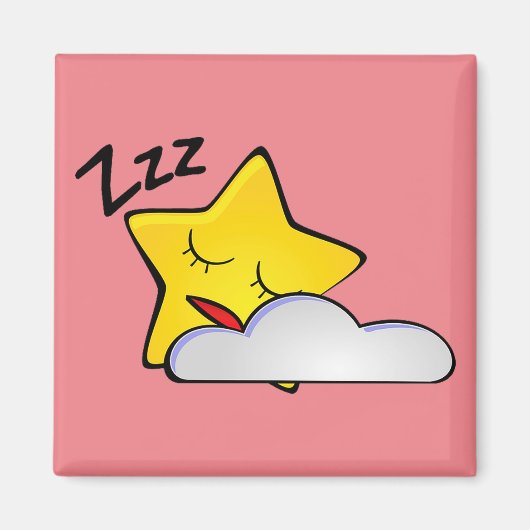 Sleepy Yellow Star Magnet (Vorne)