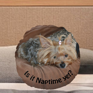 Sleepy Yorkshire Terrier ist es noch Naptime Rundes Kissen