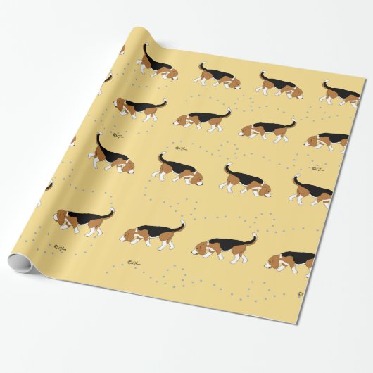 Sleepytown Beagle-Verpackungs-Papier (gelbes BG) Geschenkpapier (Ungerollt)
