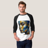Sleeve Raglan T-Shirt mit einem Kunstausdruck -2 (Vorne ganz)