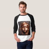 Sleeve Raglan T-Shirt mit einem Kunstausdruck -3 (Vorne ganz)
