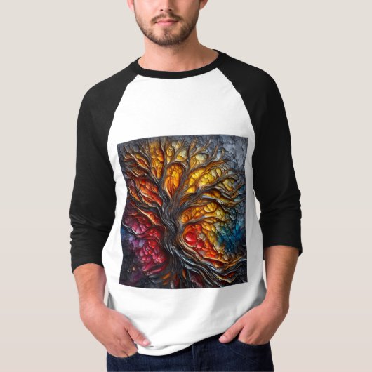 Sleeve Raglan T-Shirt mit einem Kunstausdruck -4 (Vorderseite)