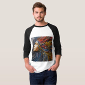 Sleeve Raglan T-Shirt mit einem Kunstausdruck -5 (Vorne ganz)