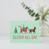 Sleigh All Day Christmas Postkarte (Stehend Vorderseite)