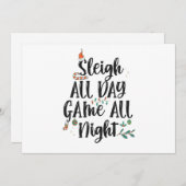 Sleigh All Day Game The Night Funny Christmas Einladung (Vorne/Hinten)