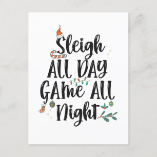 Sleigh All Day Game The Night Funny Christmas Postkarte