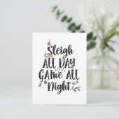 Sleigh All Day Game The Night Funny Christmas Postkarte (Stehend Vorderseite)
