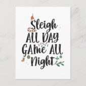 Sleigh All Day Game The Night Funny Christmas Postkarte (Vorderseite)