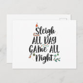 Sleigh All Day Game The Night Funny Christmas Postkarte (Vorne/Hinten)