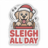 Sleigh All Day - Golden Retriever Holiday Aufkleber (Vorderseite)
