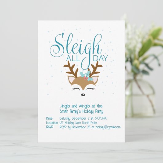 Sleigh All Day Holiday Party - Einladung (Stehend Vorderseite)