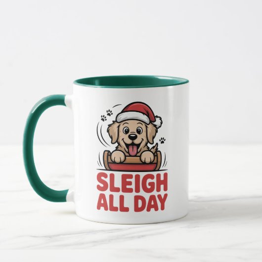Sleigh All Day Joyful Retriever Christmas Tasse (Links)