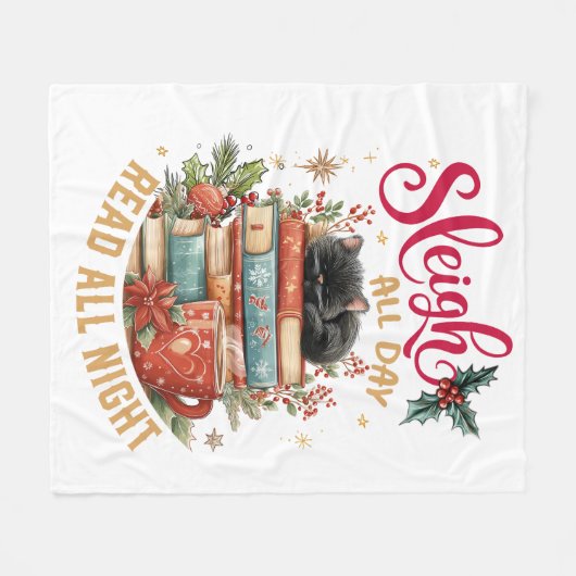 Sleigh All Day Read All Night Fleecedecke (Vorderseite (Horizontal))