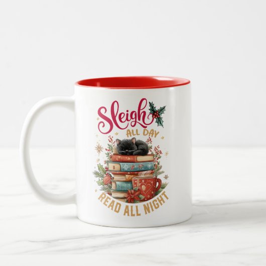 Sleigh All Day Read All Night Zweifarbige Tasse (Links)