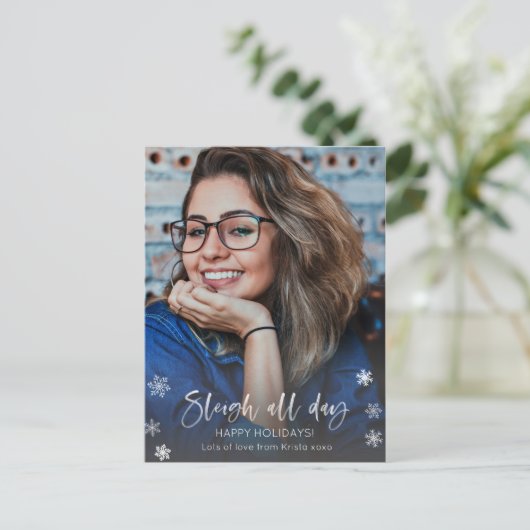 Sleigh All Day Sassy Singleton Postkarte (Stehend Vorderseite)