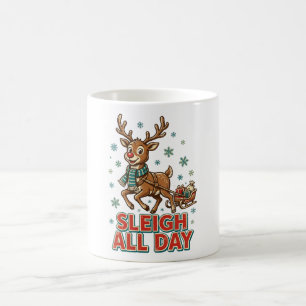 Sleigh All Day Vintage Rentier Weihnachten Retro Kaffeetasse