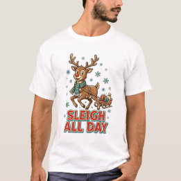 Sleigh All Day Vintage Rentier Weihnachten Retro T-Shirt
