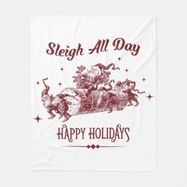 Sleigh All day Vintage Weihnachten Fleecedecke