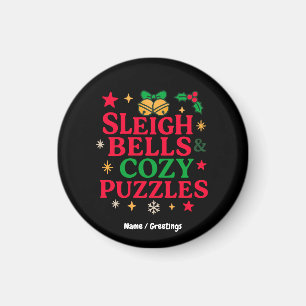 Sleigh Bells & Cozy Puzzles Festives Weihnachtsges Magnet