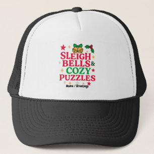 Sleigh Bells & Cozy Puzzles Festives Weihnachtsges Truckerkappe