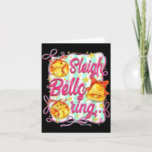 Sleigh Bells Ring Christmas Design For Girls Karte (Vorderseite)