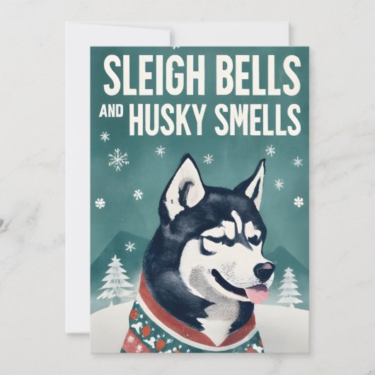 Sleigh Bells und Husky Riechen Husky Weihnachten (Vorderseite)