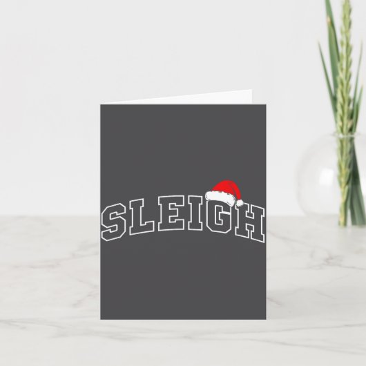Sleigh Christmas Varsity Minimal Text Santa Hat Fa Karte (Vorderseite)